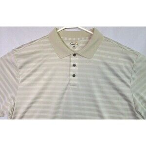 Arnold Palmer Polo Shirt Men’s Size Large Beige Stripe Golf Shirt